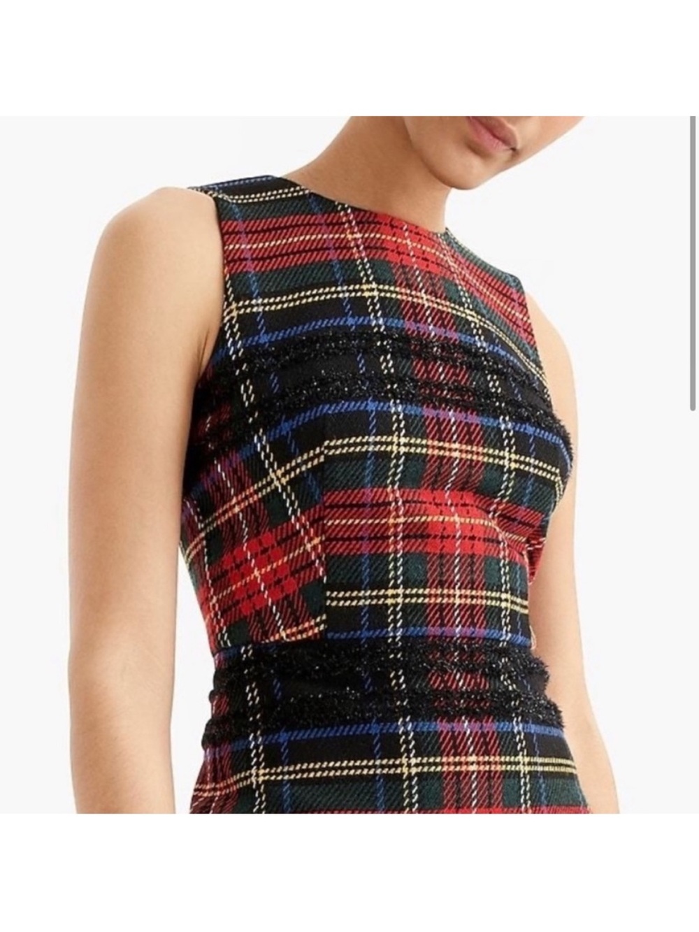 J Crew Sleeveless Red Plaid Sheath Dress - Picture 3 of 7